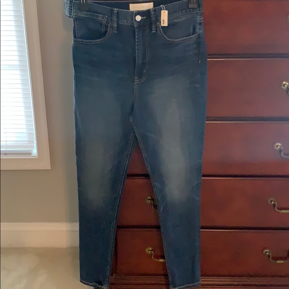 Dark wash ultra high rise skinny jeans